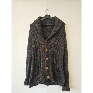 Vintage Sigallo Sweater Mens Large Marled Knit Shawl Collar Acrylic 80s Pullover